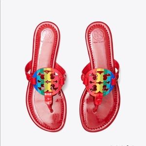 Exclusive Tory Burch rainbow sandals